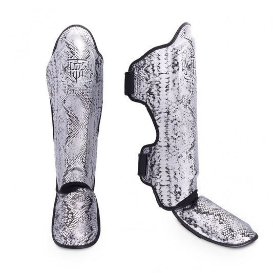 Top King Shin Guards Super Snake Black Silver - KICKPUNCHELBOW