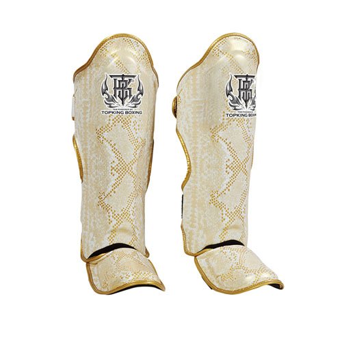 Top King Shin Guards Super Snake White Gold - KICKPUNCHELBOW