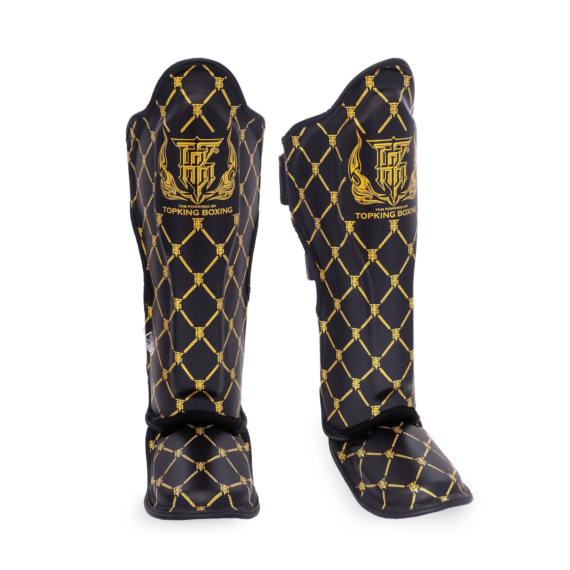 Top King - Shin Guards - Gold Chain - Black