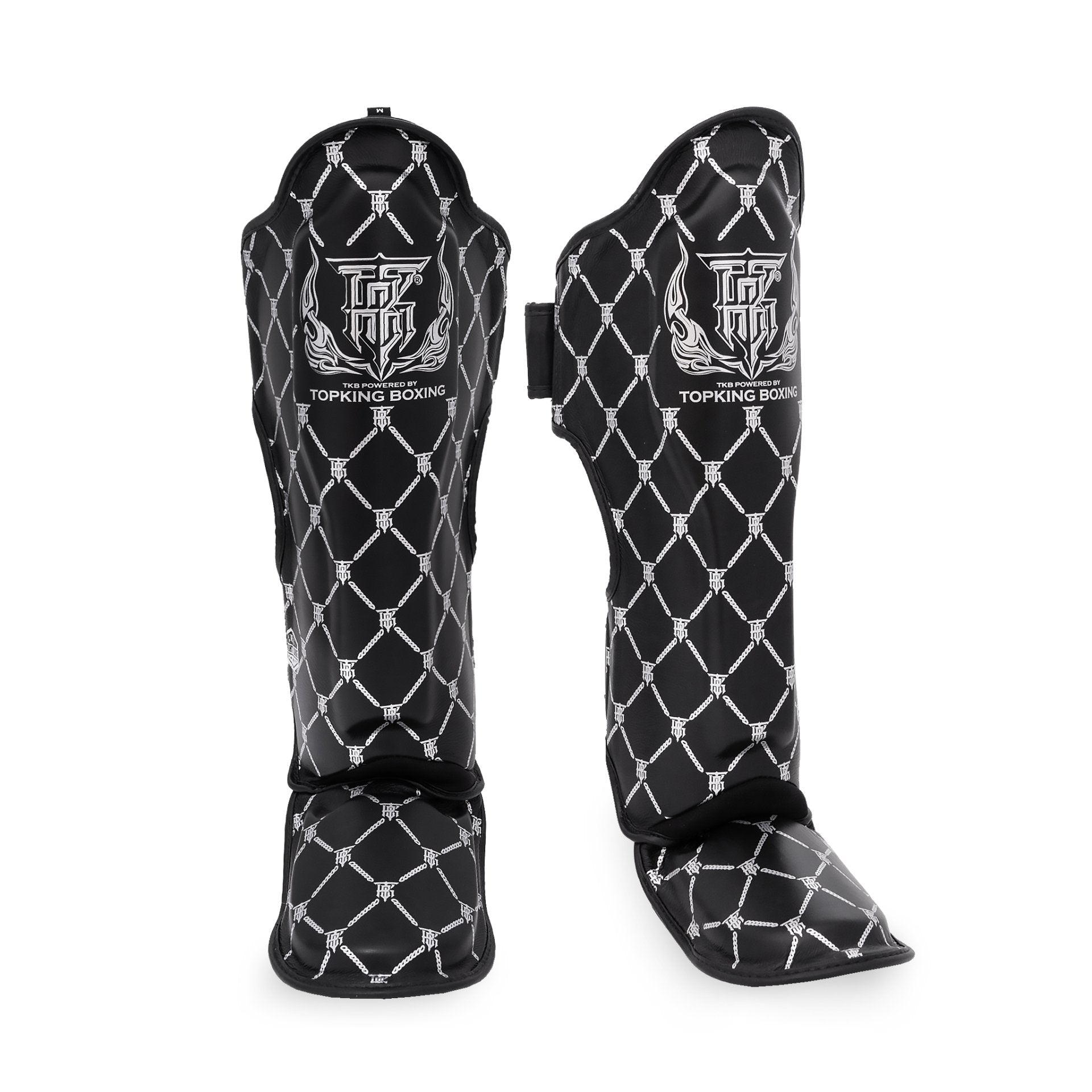 Top king - Shin Guards - Silver Chain - Black