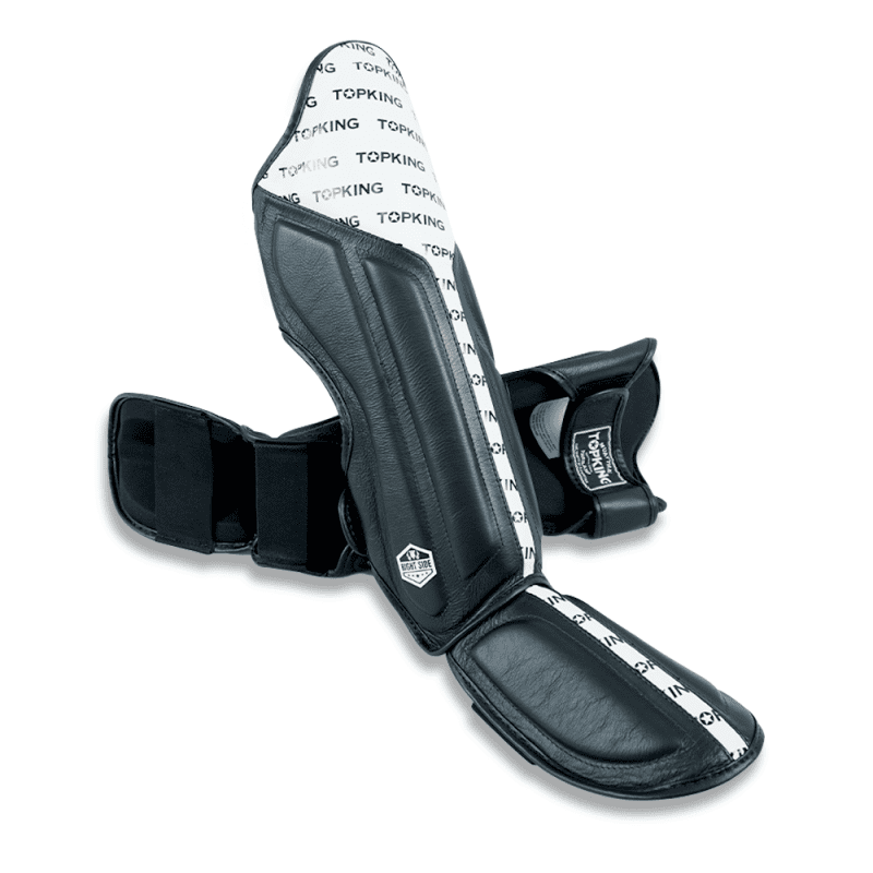 Top King Shin Guards Full Impact Double Tone White - KICKPUNCHELBOW