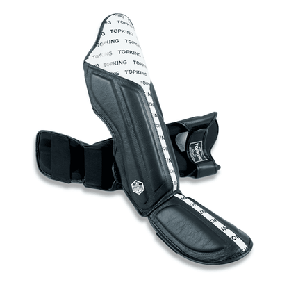 Top King Shin Guards Full Impact Double Tone White - KICKPUNCHELBOW