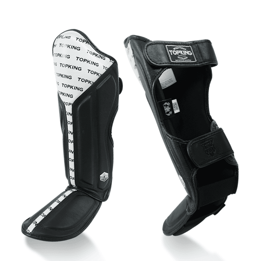 Top King Shin Guards Full Impact Double Tone White - KICKPUNCHELBOW
