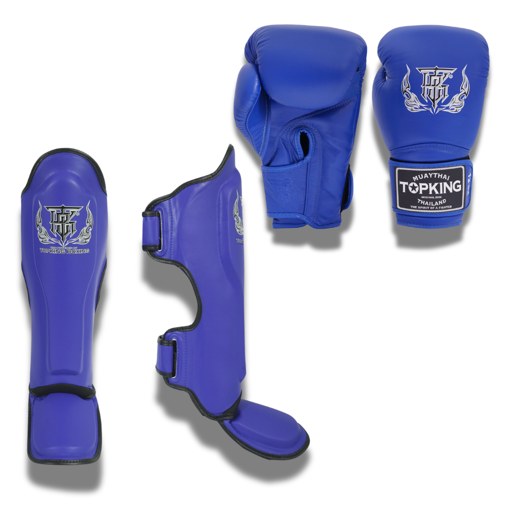 Top King - Sparring Set - Pro Gloves/Pro Shin Guards - blue