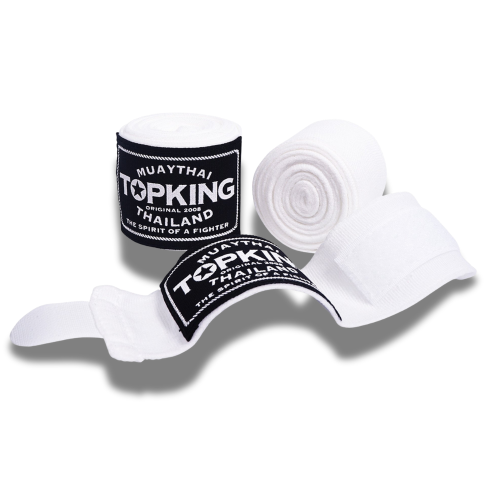 Top King - Sparring Set - Pro Gloves/Pro Shin Guards/TKB Handwraps/01 Ankle Guards - White(Copy)