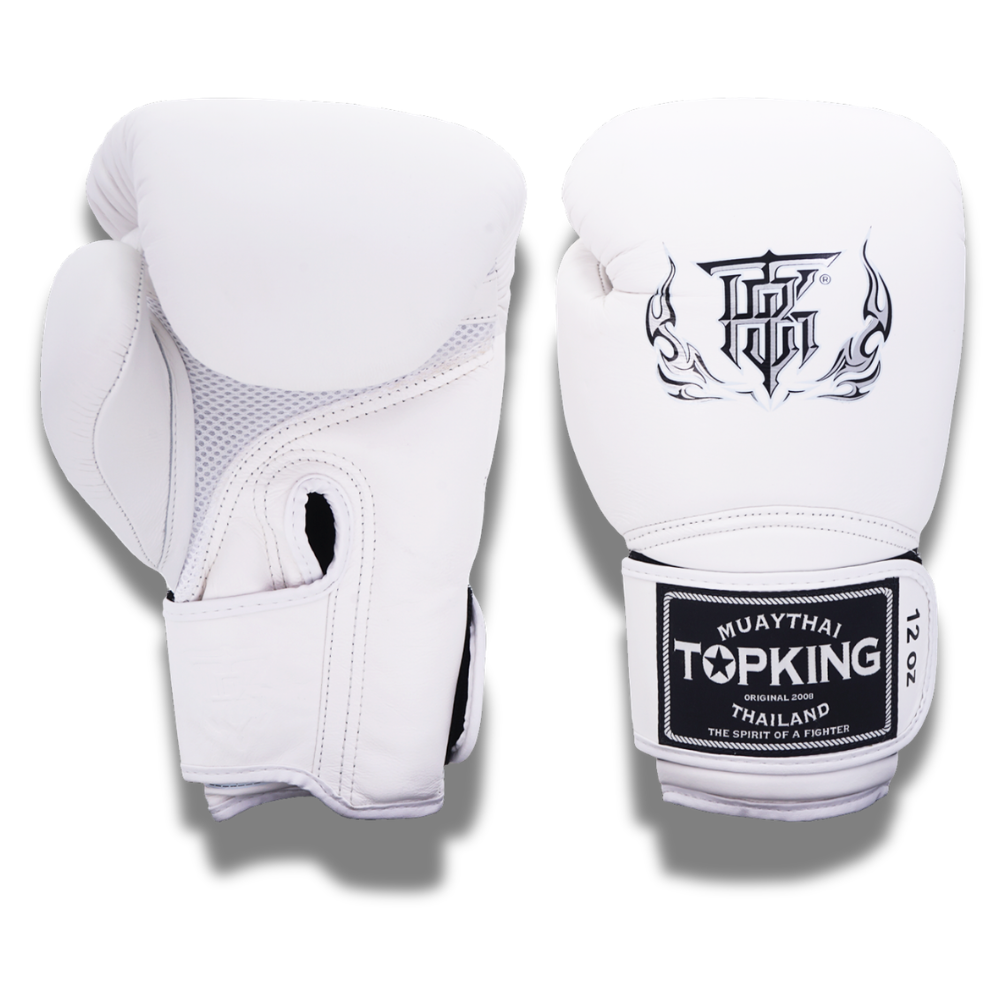 Top King - Sparring Set - Pro Gloves/Pro Shin Guards/TKB Handwraps/01 Ankle Guards - White(Copy)