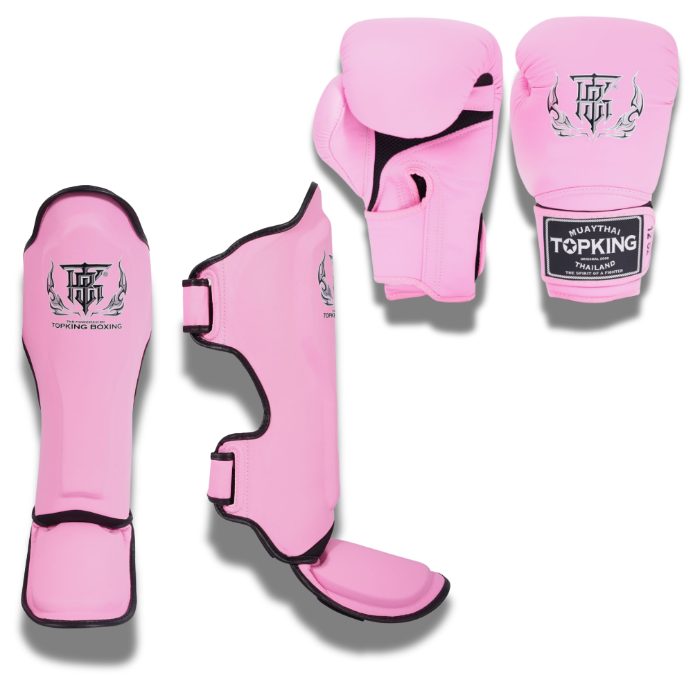 Top King - Sparring Set - Pro Gloves/Pro Shin Guards - pink