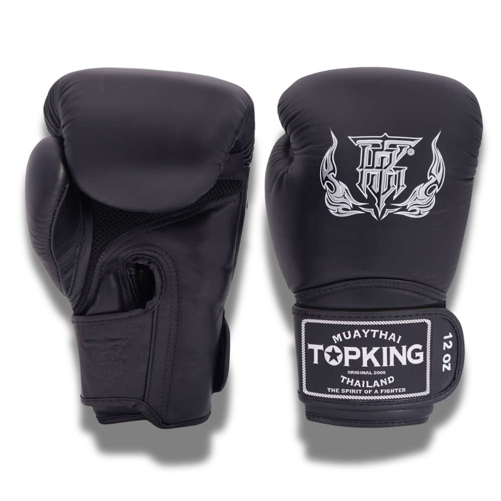 Top King - Sparring Set - Pro Gloves/Pro Shin Guards/TKB Handwraps/01 Ankle Guards - Black