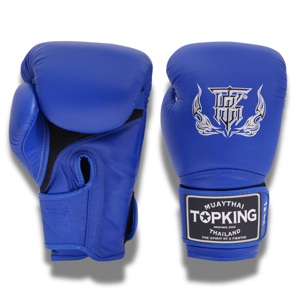 Top King - Sparring Set - Pro Gloves/Pro Shin Guards/TKB Handwraps/01 Ankle Guards - blue