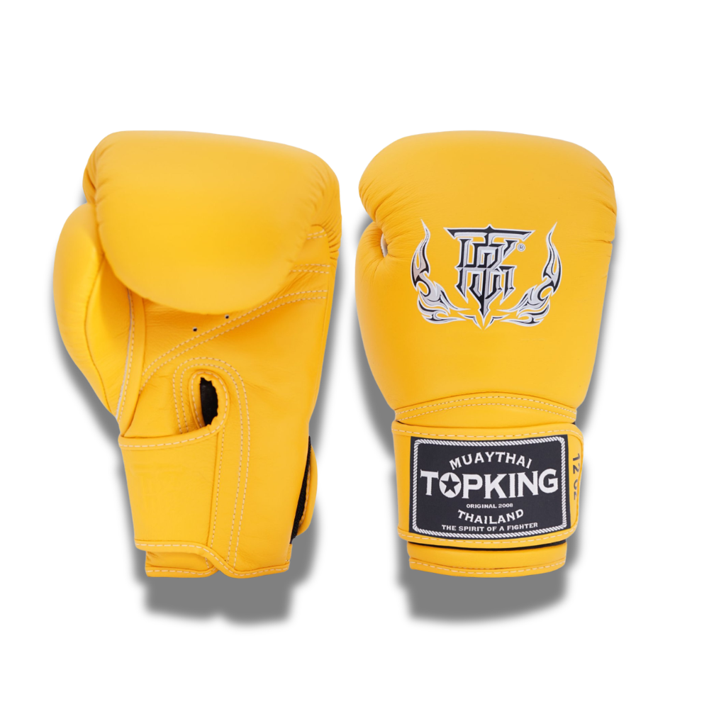 Top King - Sparring Set - Pro Gloves/Pro Shin Guards/TKB Handwraps/01 Ankle Guards - yellow