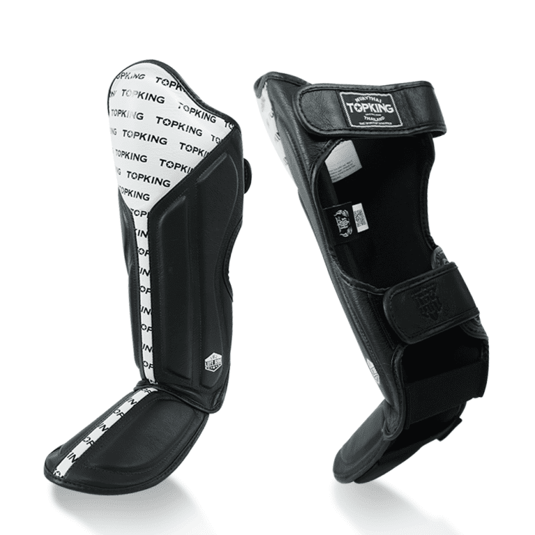 Top King Shin Guards Full Impact Double Tone White - KICKPUNCHELBOW