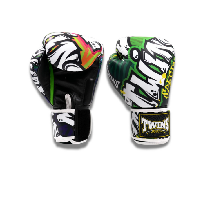 Twins Special Boxing Gloves in FBGVL4-68 Graffiti, front view