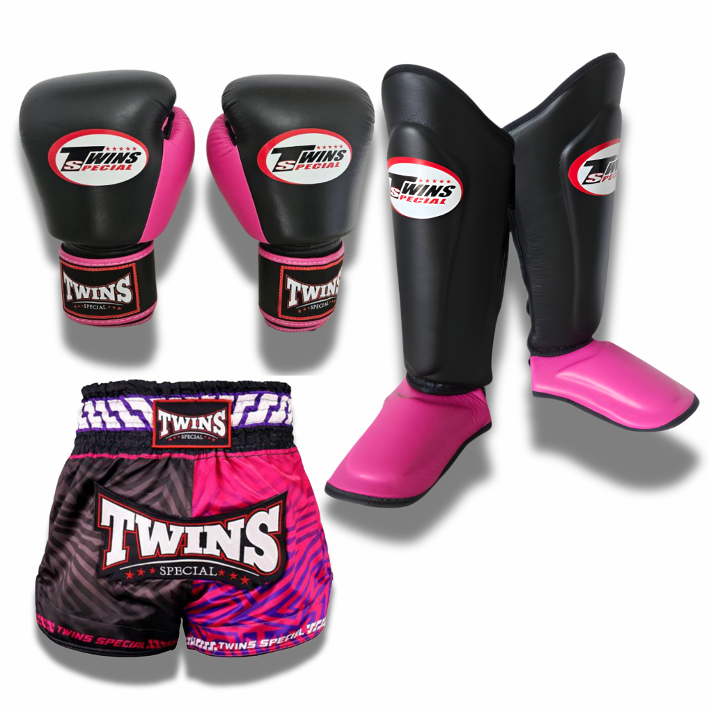 Twins Black Pink Short & Sparring Set Combo