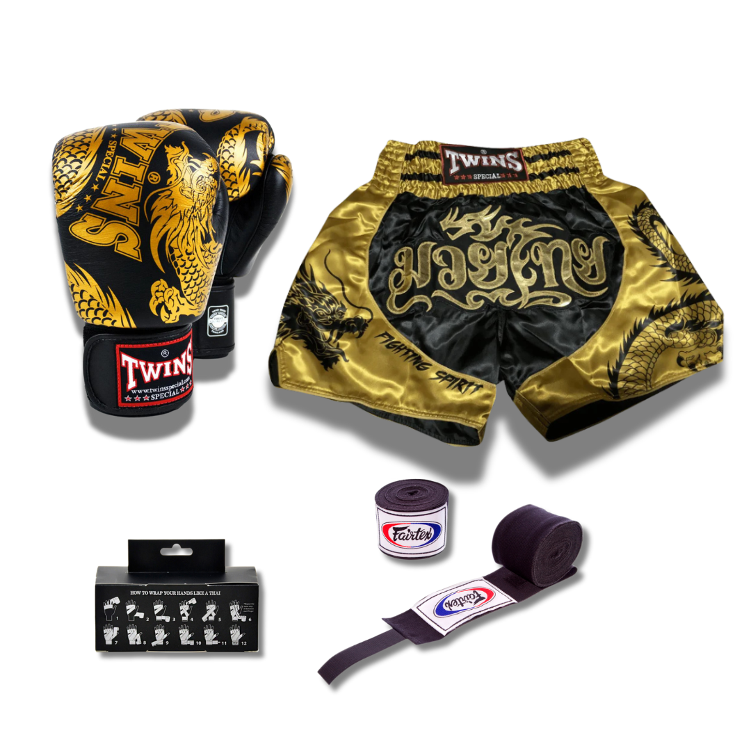 Twins Dragon Gold Short & Glove Combo