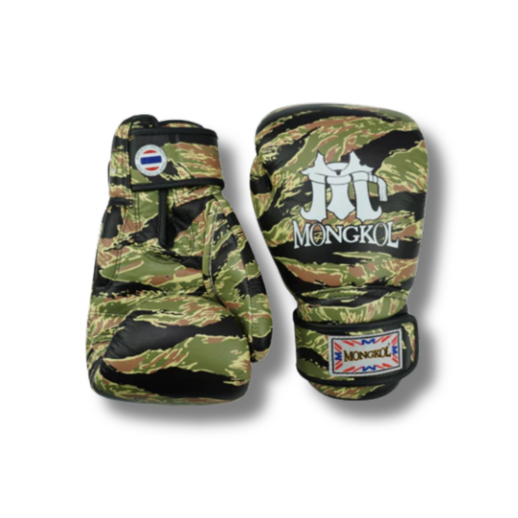 Mongkol Tight Fit Boxing Gloves Camo Tiger Stripes
