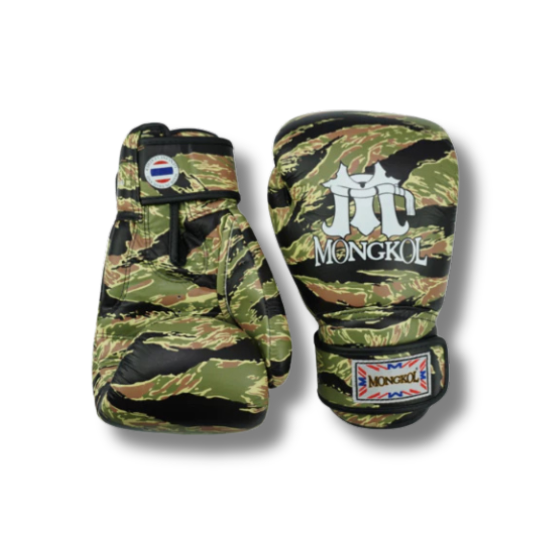 Mongkol Tight Fit Boxing Gloves Camo Tiger Stripes