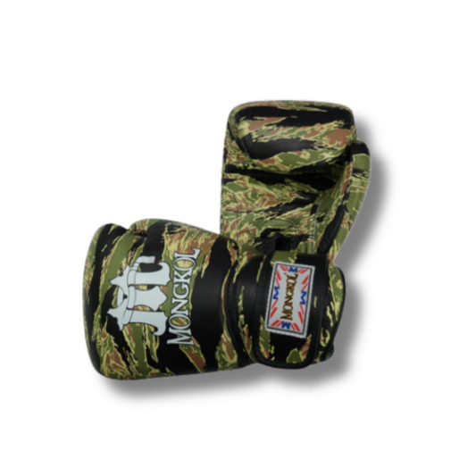 Mongkol Tight Fit Boxing Gloves Camo Tiger Stripes