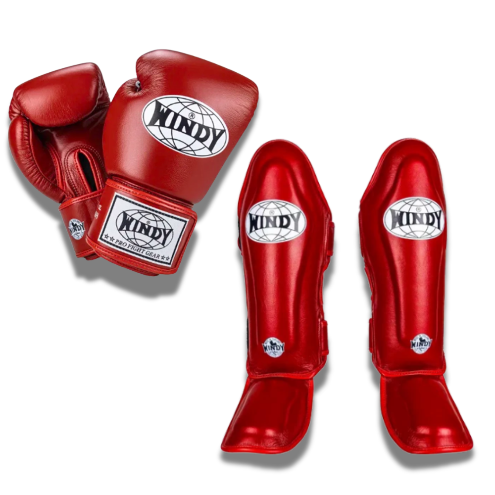 Windy - Sparring Set - Gloves/Shinguards - Red