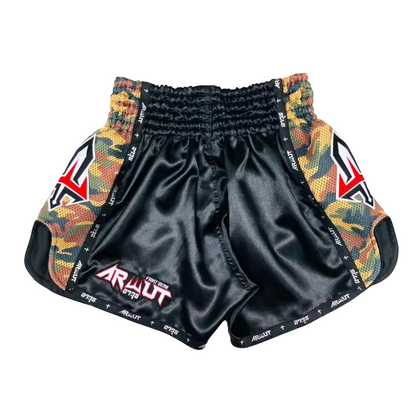 Arwut Muay Thai Shorts - Black / Yellow camo