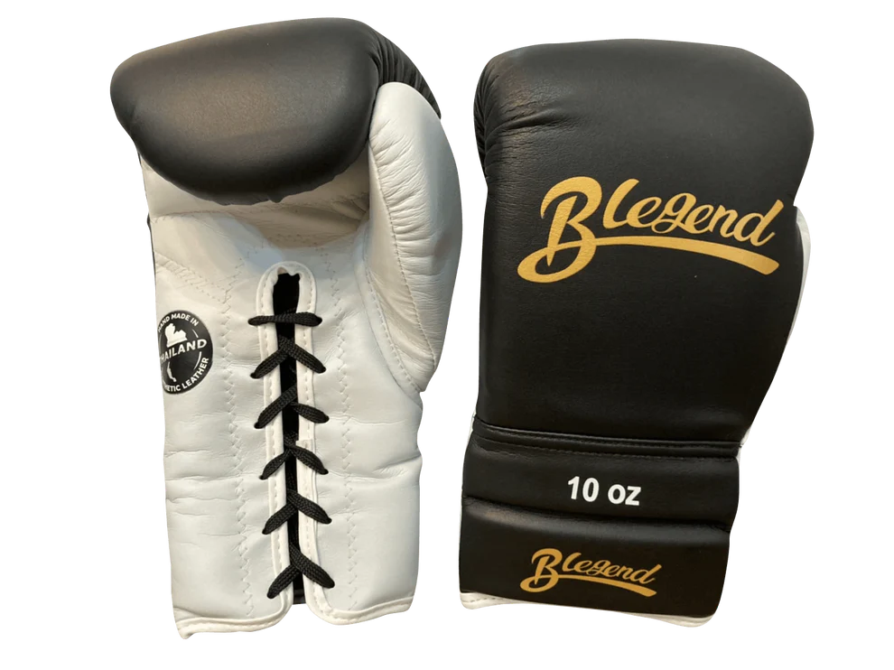 Blegend Boxing Gloves BGLLP Lace Up Black White
