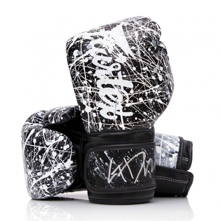Fairtex Gloves - Premium Painters Drip (Black) - KICKPUNCHELBOW