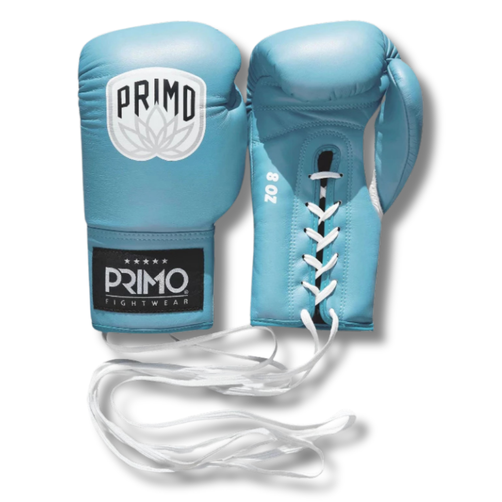 Primo Boxing Gloves - Pro Lace Up Boxing Gloves Artic Blue
