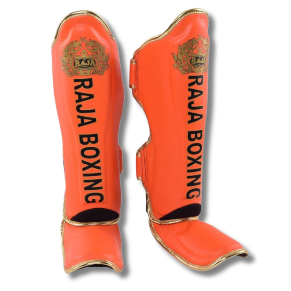 Raja Boxing - Shin Guards -Microfibre LS2 Lightweight -Orange