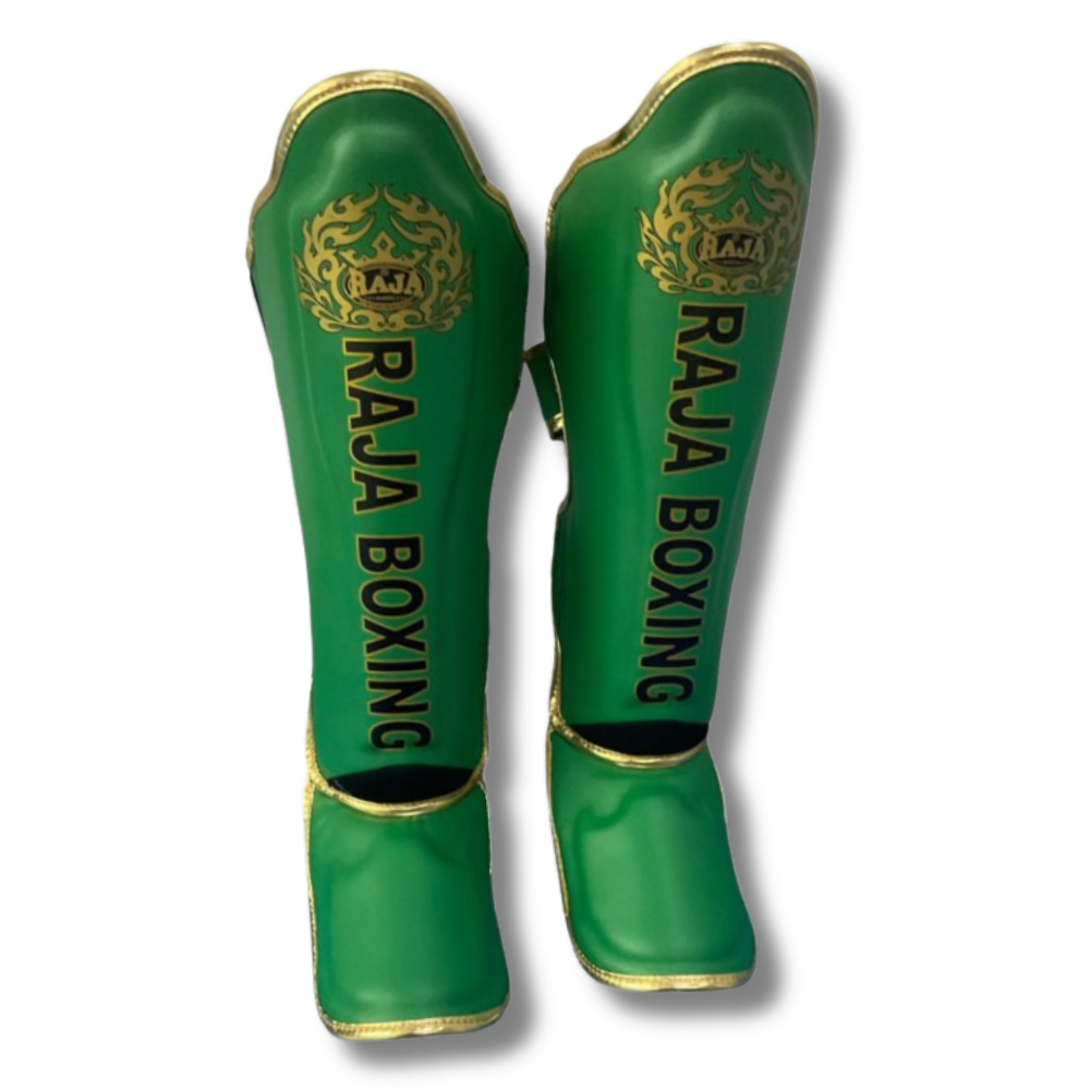 Raja Boxing - Shin Guards -Microfibre LS2 Lightweight -Green/Gold