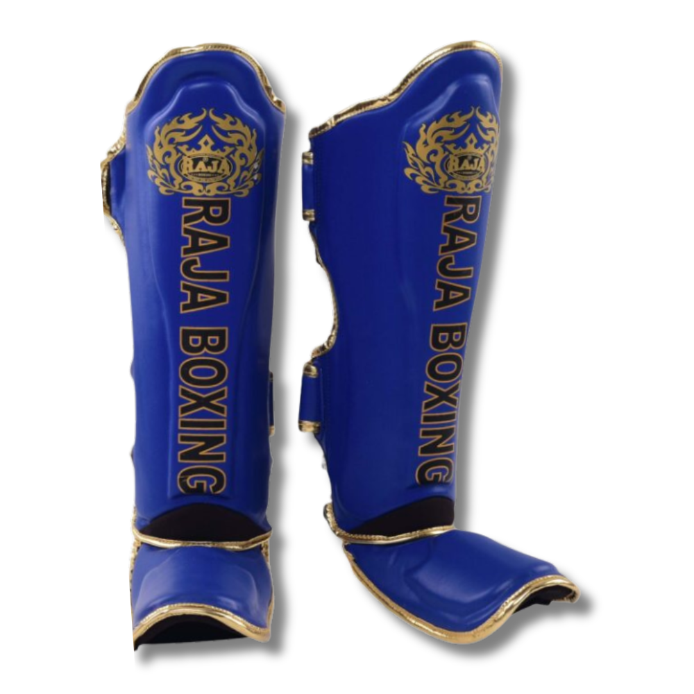 Raja Boxing - Shin Guards - Microfibre LS2 Lightweight - Blue/Gold