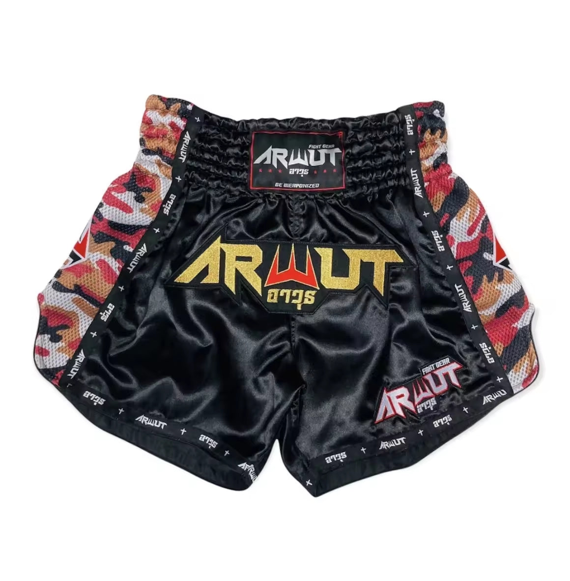 Arwut Muay Thai Shorts - Black / Red camo