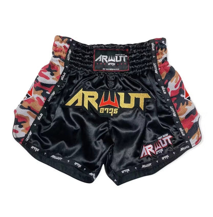 Arwut Muay Thai Shorts - Black / Red camo
