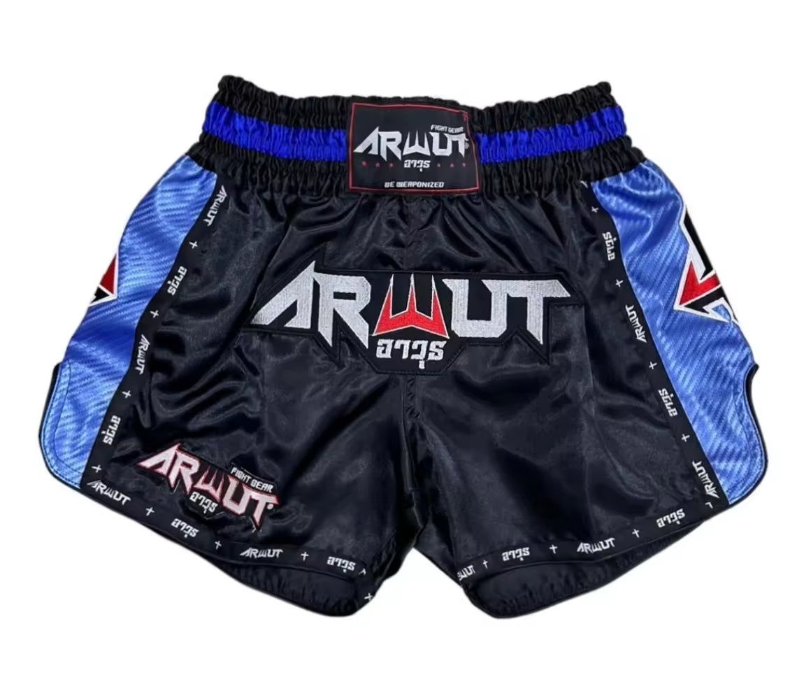 Arwut Muay Thai Shorts - Black / Blue