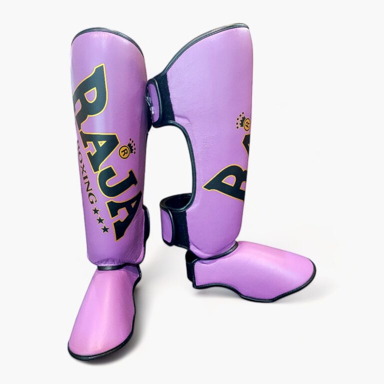 Raja Boxing - Shin Guards - Microfibre Big Text - Purple
