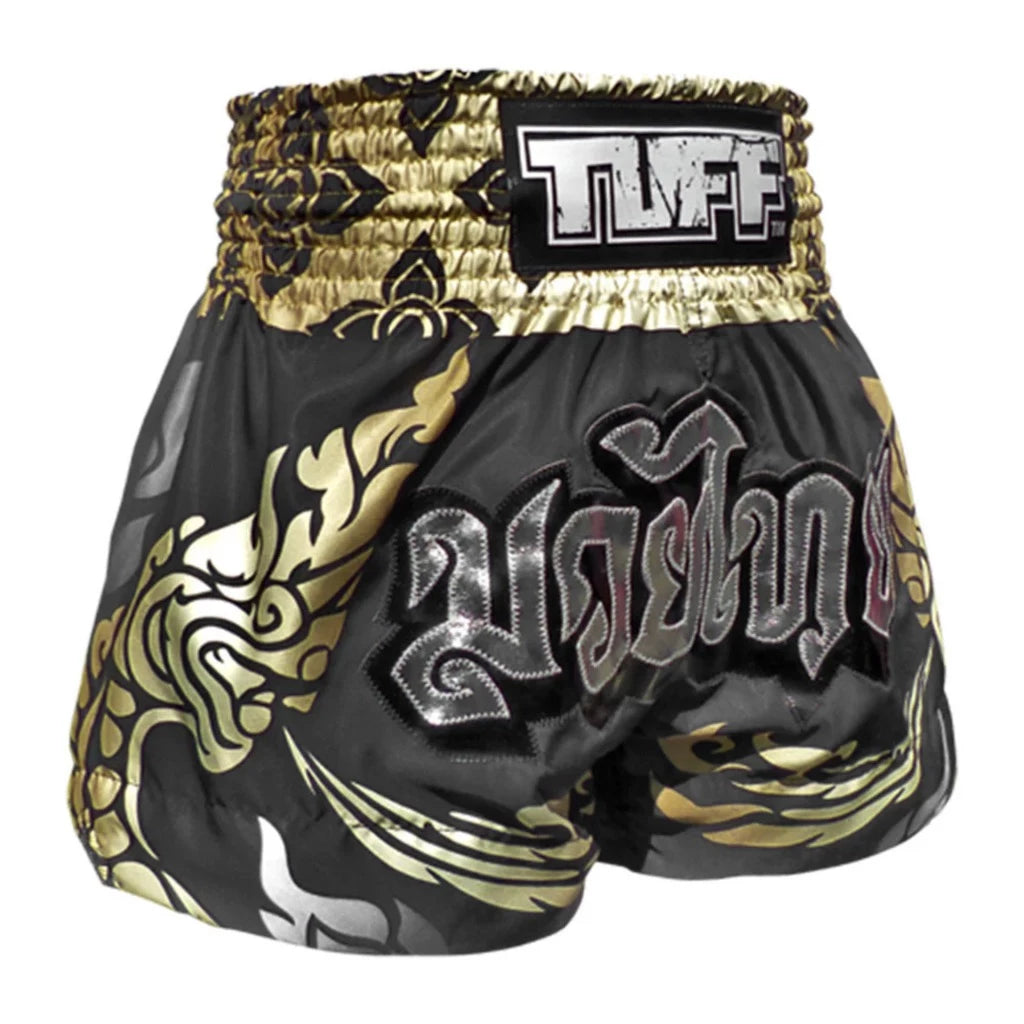 Tuff Muay Thai Shorts Silver Text