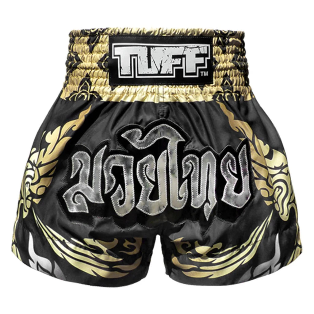 Tuff Muay Thai Shorts Silver Text