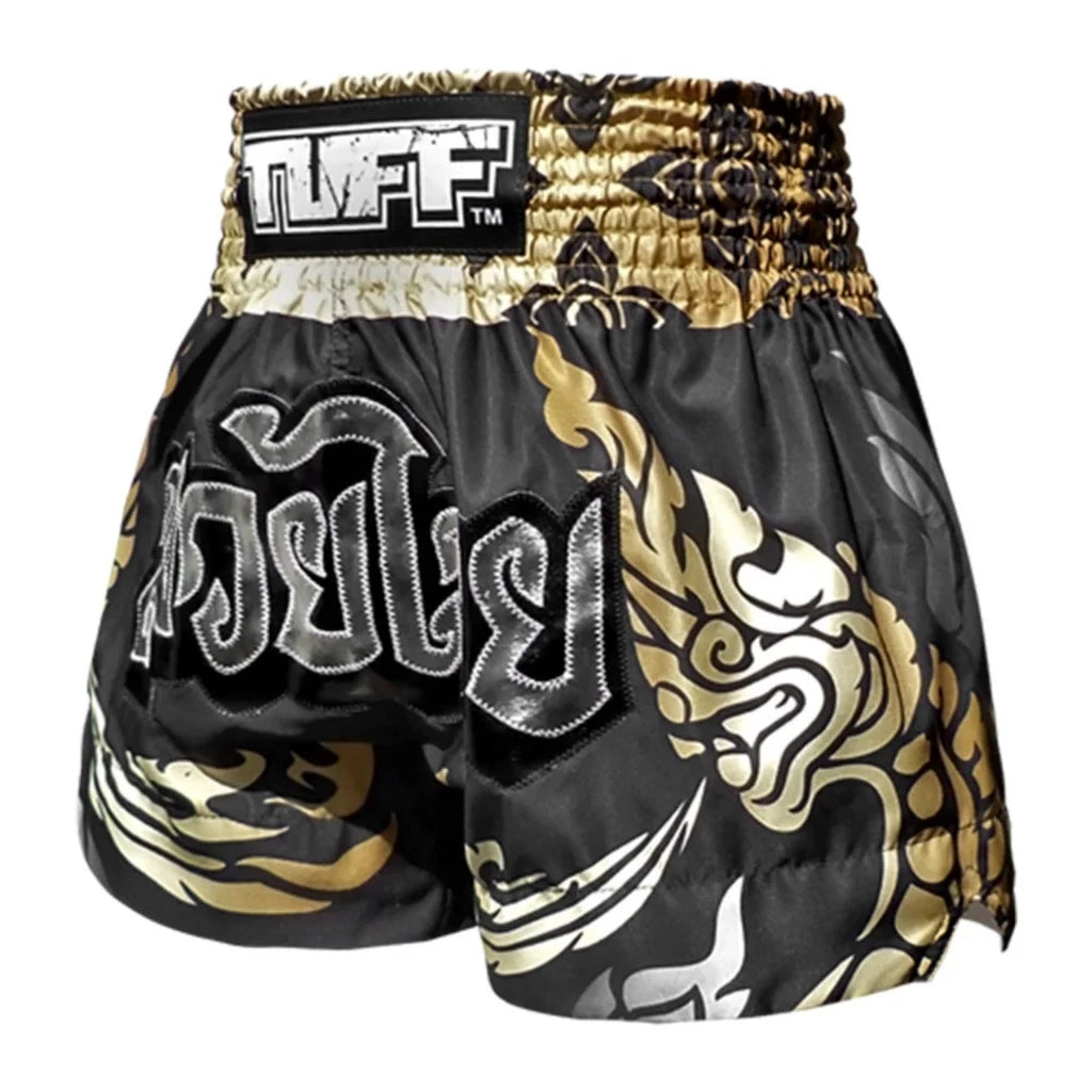 Tuff Muay Thai Shorts Silver Text