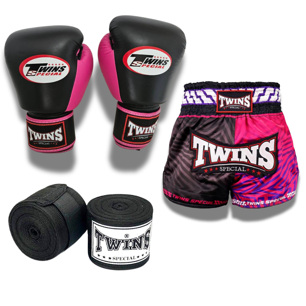 Twins Special sparring set- Shorts & Gloves - BGV1/TBS Maze - Black/Pink