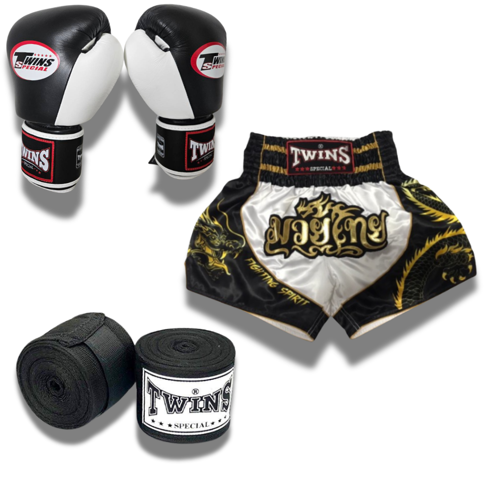 Twins Black/White Custom Comic Edition Short & Glove Combo