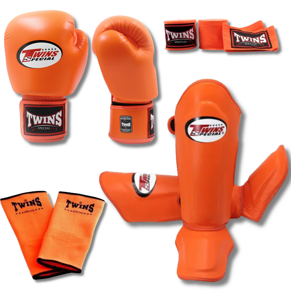 Twins Special - Sparring Set - BGVL3 Gloves/SGL10 Shin Guards/CH5 Handwraps/Ankle Guards - Orange